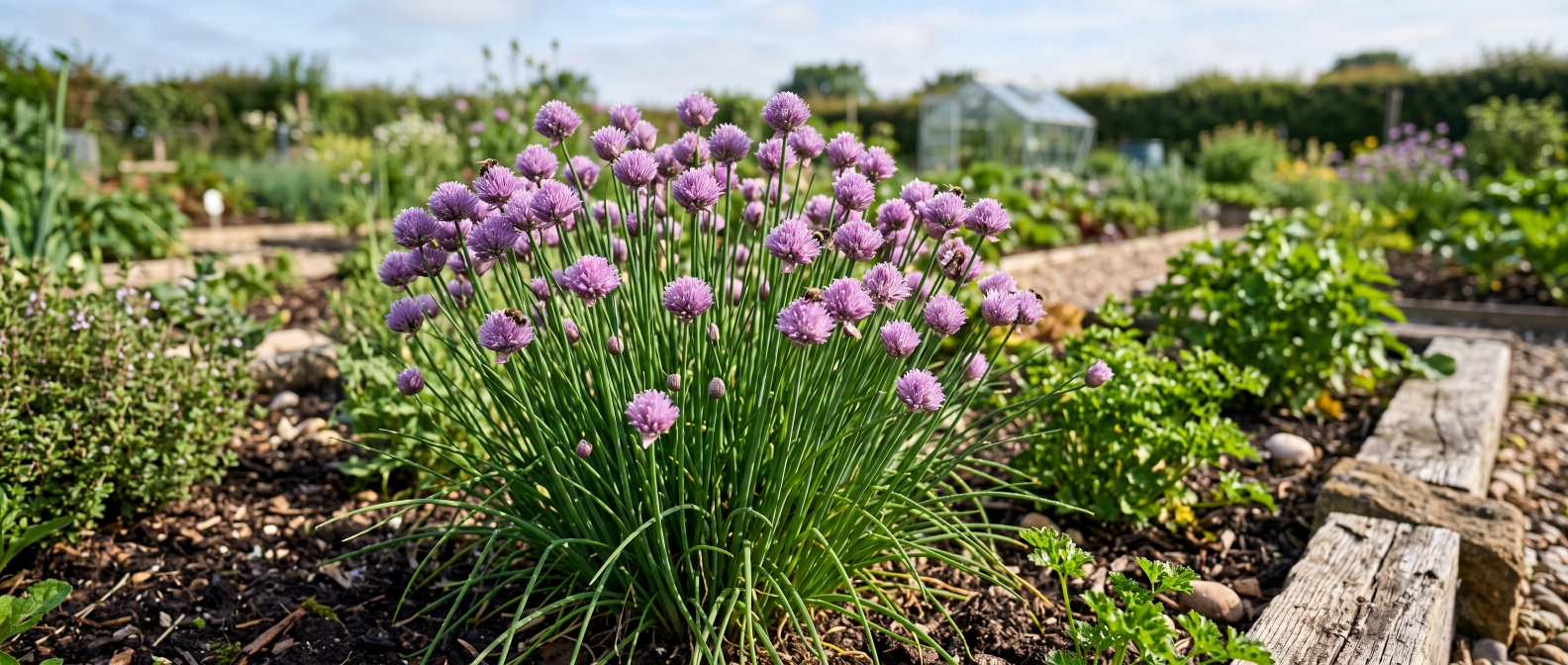 Chive flowers