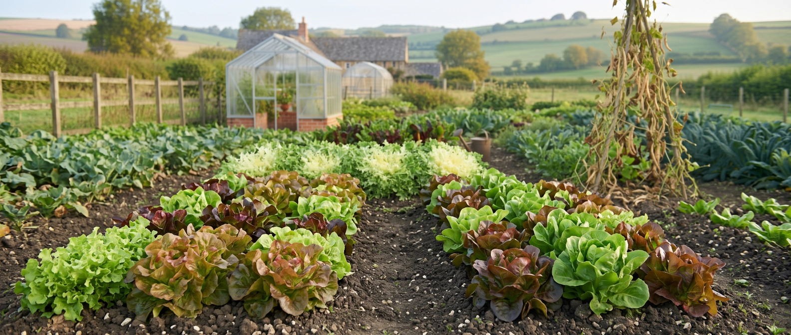 Freshly picked lettuce leaves in a home vegetable garden